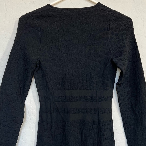 New Good American Deep V Leopard Long Sleeve Body-Con Dress size 1 - Picture 10 of 13